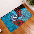 Cronulla-Sutherland Sharks ANZAC Personalised Rubber Doormat Lest We Forget Poppy Camo