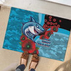 Cronulla-Sutherland Sharks ANZAC Personalised Rubber Doormat Lest We Forget Poppy Camo