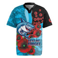 Cronulla-Sutherland Sharks ANZAC Personalised Rugby Jersey Lest We Forget Poppy Camo