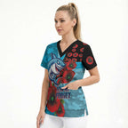 Cronulla-Sutherland Sharks ANZAC Personalised Scrub Top Lest We Forget Poppy Camo