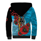 Cronulla-Sutherland Sharks ANZAC Personalised Sherpa Hoodie Lest We Forget Poppy Camo