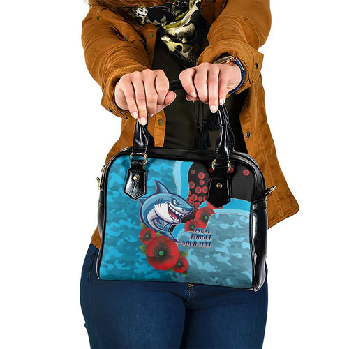 Cronulla-Sutherland Sharks ANZAC Personalised Shoulder Handbag Lest We Forget Poppy Camo