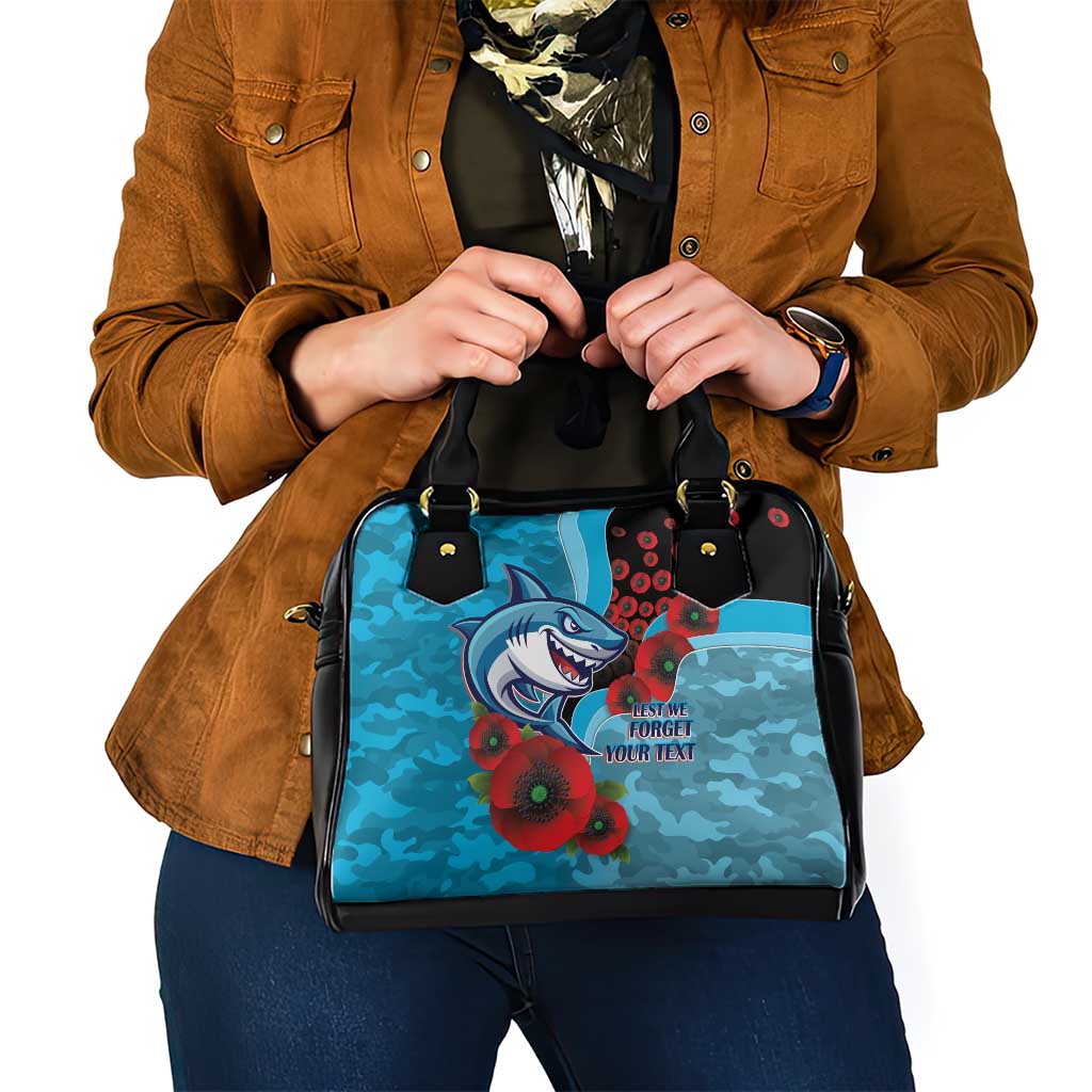 Cronulla-Sutherland Sharks ANZAC Personalised Shoulder Handbag Lest We Forget Poppy Camo
