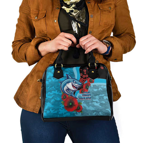 Cronulla-Sutherland Sharks ANZAC Personalised Shoulder Handbag Lest We Forget Poppy Camo
