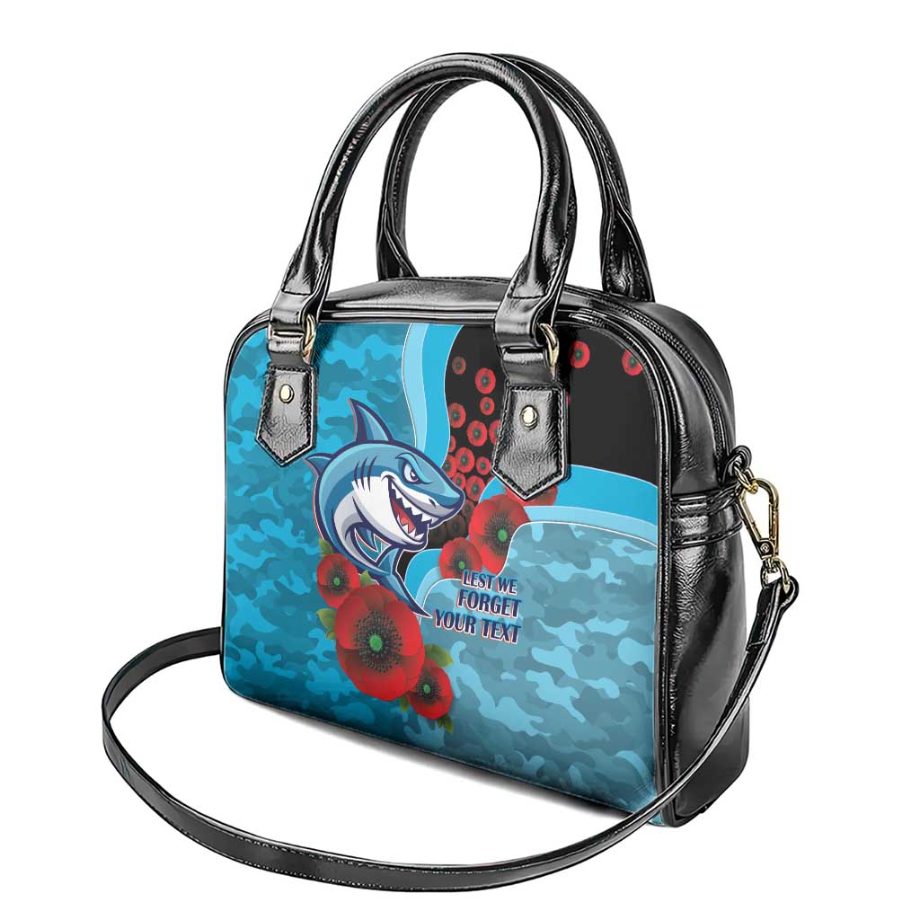 Cronulla-Sutherland Sharks ANZAC Personalised Shoulder Handbag Lest We Forget Poppy Camo