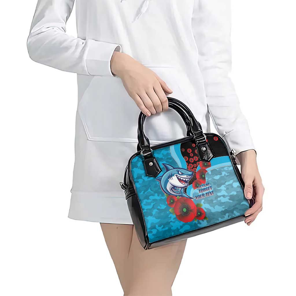 Cronulla-Sutherland Sharks ANZAC Personalised Shoulder Handbag Lest We Forget Poppy Camo