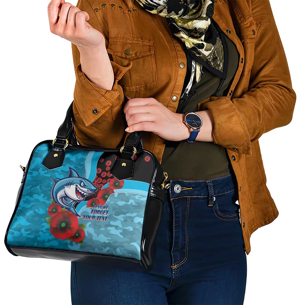 Cronulla-Sutherland Sharks ANZAC Personalised Shoulder Handbag Lest We Forget Poppy Camo