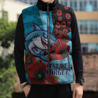 Cronulla-Sutherland Sharks ANZAC Personalised Sleeveless Puffer Jacket Lest We Forget Poppy Camo
