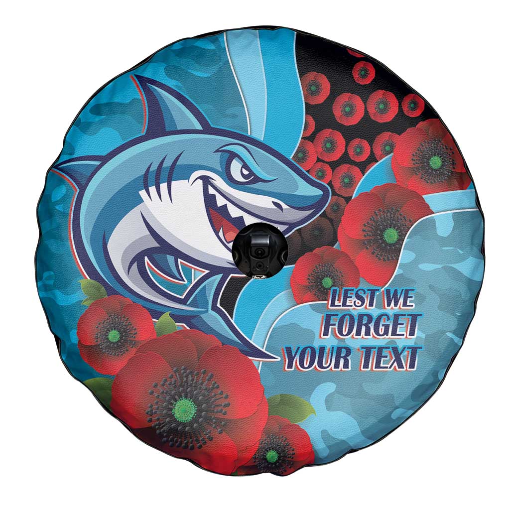 Cronulla-Sutherland Sharks ANZAC Personalised Spare Tire Cover Lest We Forget Poppy Camo