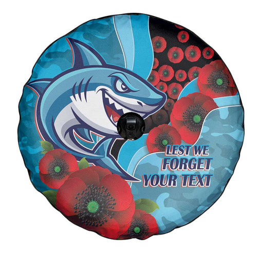 Cronulla-Sutherland Sharks ANZAC Personalised Spare Tire Cover Lest We Forget Poppy Camo