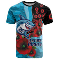 Cronulla-Sutherland Sharks ANZAC Personalised T Shirt Lest We Forget Poppy Camo