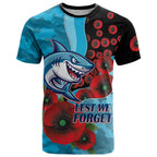Cronulla-Sutherland Sharks ANZAC Personalised T Shirt Lest We Forget Poppy Camo