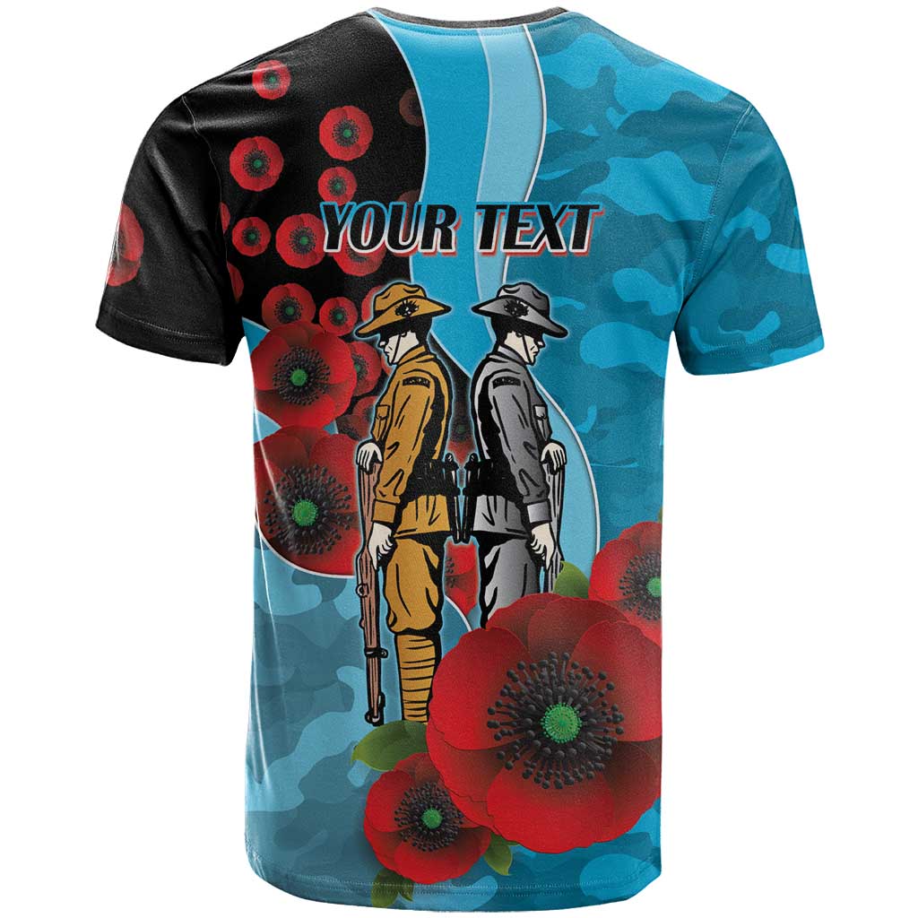 Cronulla-Sutherland Sharks ANZAC Personalised T Shirt Lest We Forget Poppy Camo