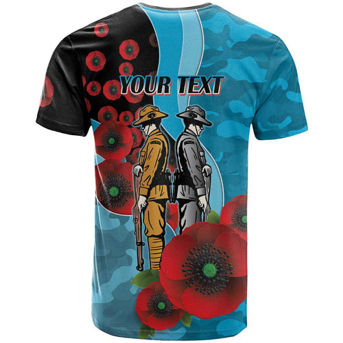 Cronulla-Sutherland Sharks ANZAC Personalised T Shirt Lest We Forget Poppy Camo
