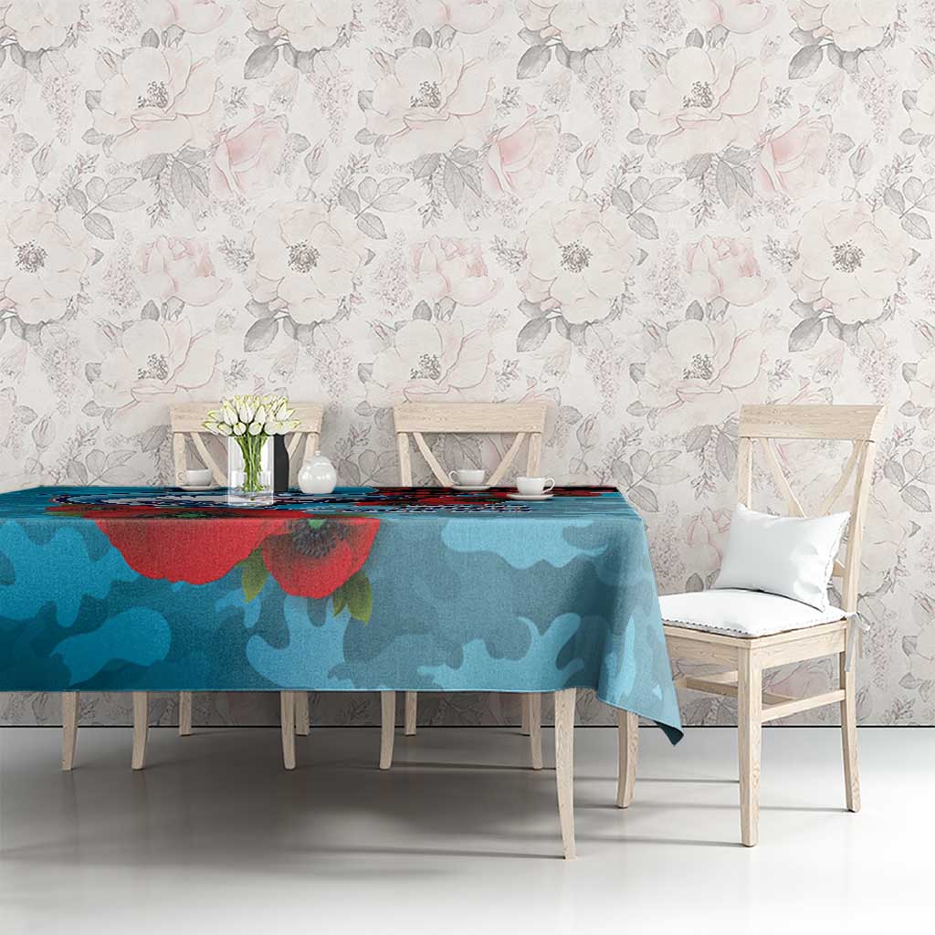 Cronulla-Sutherland Sharks ANZAC Personalised Tablecloth Lest We Forget Poppy Camo