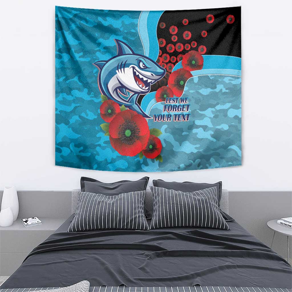 Cronulla-Sutherland Sharks ANZAC Personalised Tapestry Lest We Forget Poppy Camo