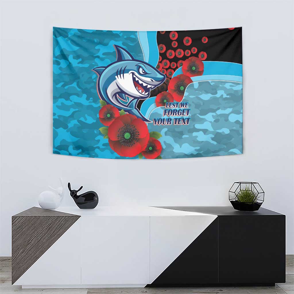 Cronulla-Sutherland Sharks ANZAC Personalised Tapestry Lest We Forget Poppy Camo