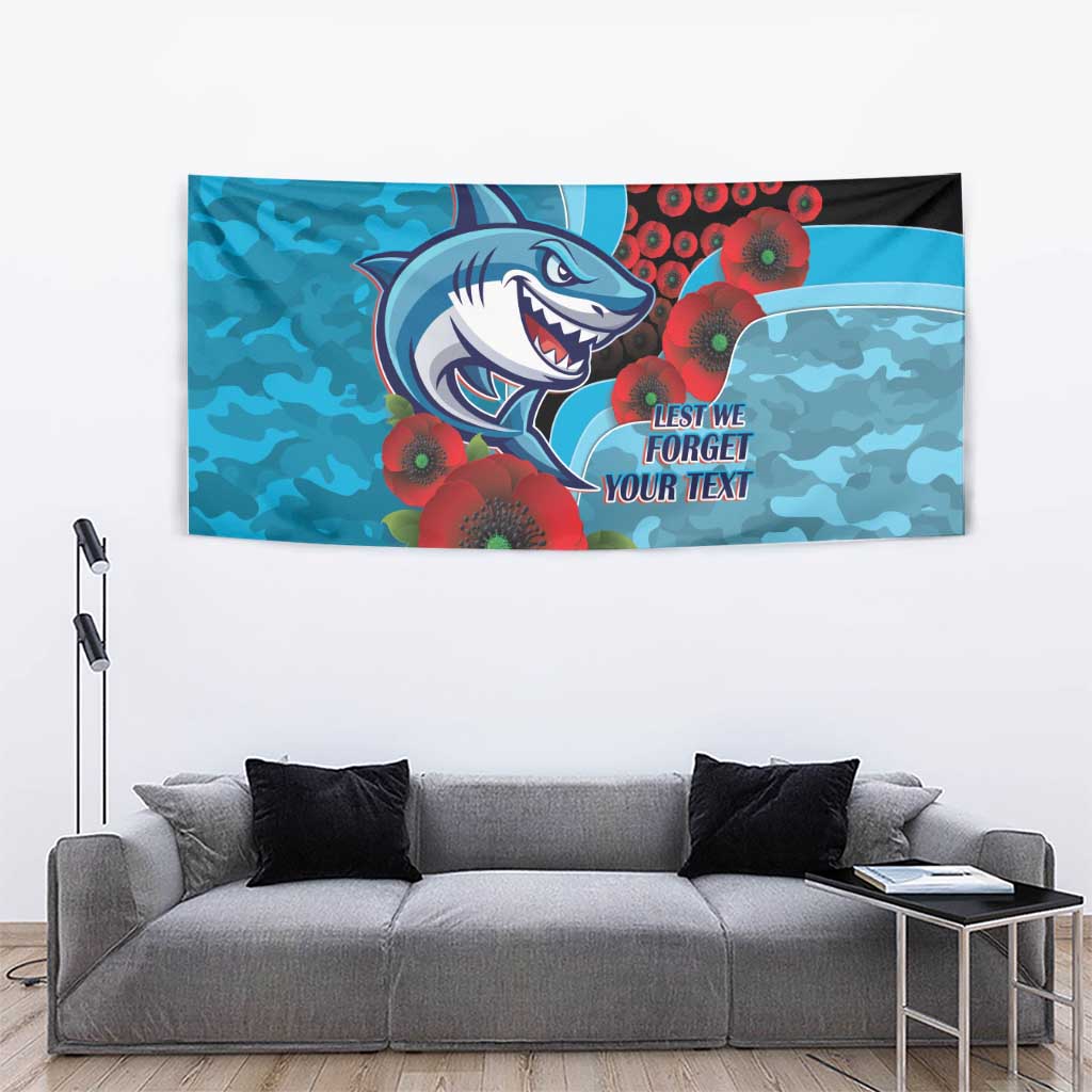 Cronulla-Sutherland Sharks ANZAC Personalised Tapestry Lest We Forget Poppy Camo