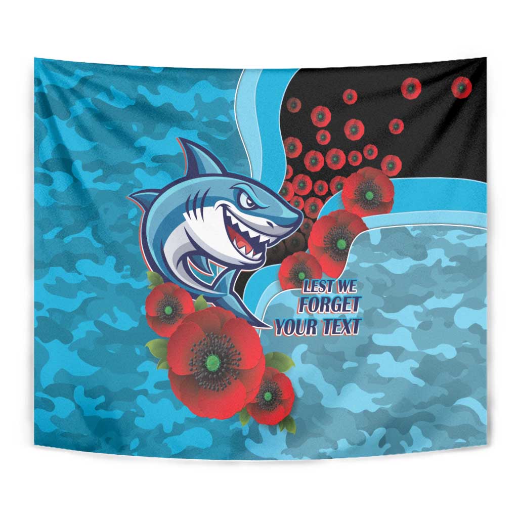 Cronulla-Sutherland Sharks ANZAC Personalised Tapestry Lest We Forget Poppy Camo