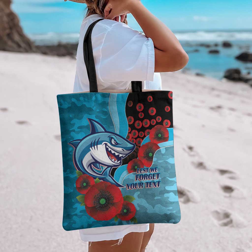Cronulla-Sutherland Sharks ANZAC Personalised Tote Bag Lest We Forget Poppy Camo