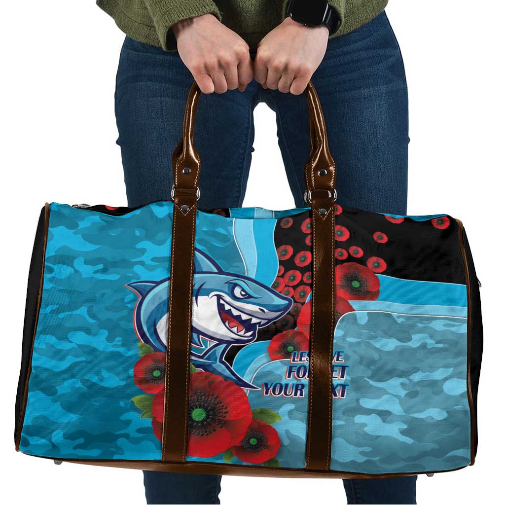 Cronulla-Sutherland Sharks ANZAC Personalised Travel Bag Lest We Forget Poppy Camo