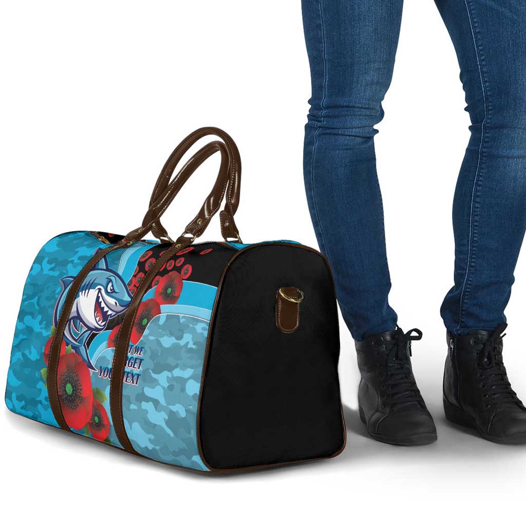 Cronulla-Sutherland Sharks ANZAC Personalised Travel Bag Lest We Forget Poppy Camo