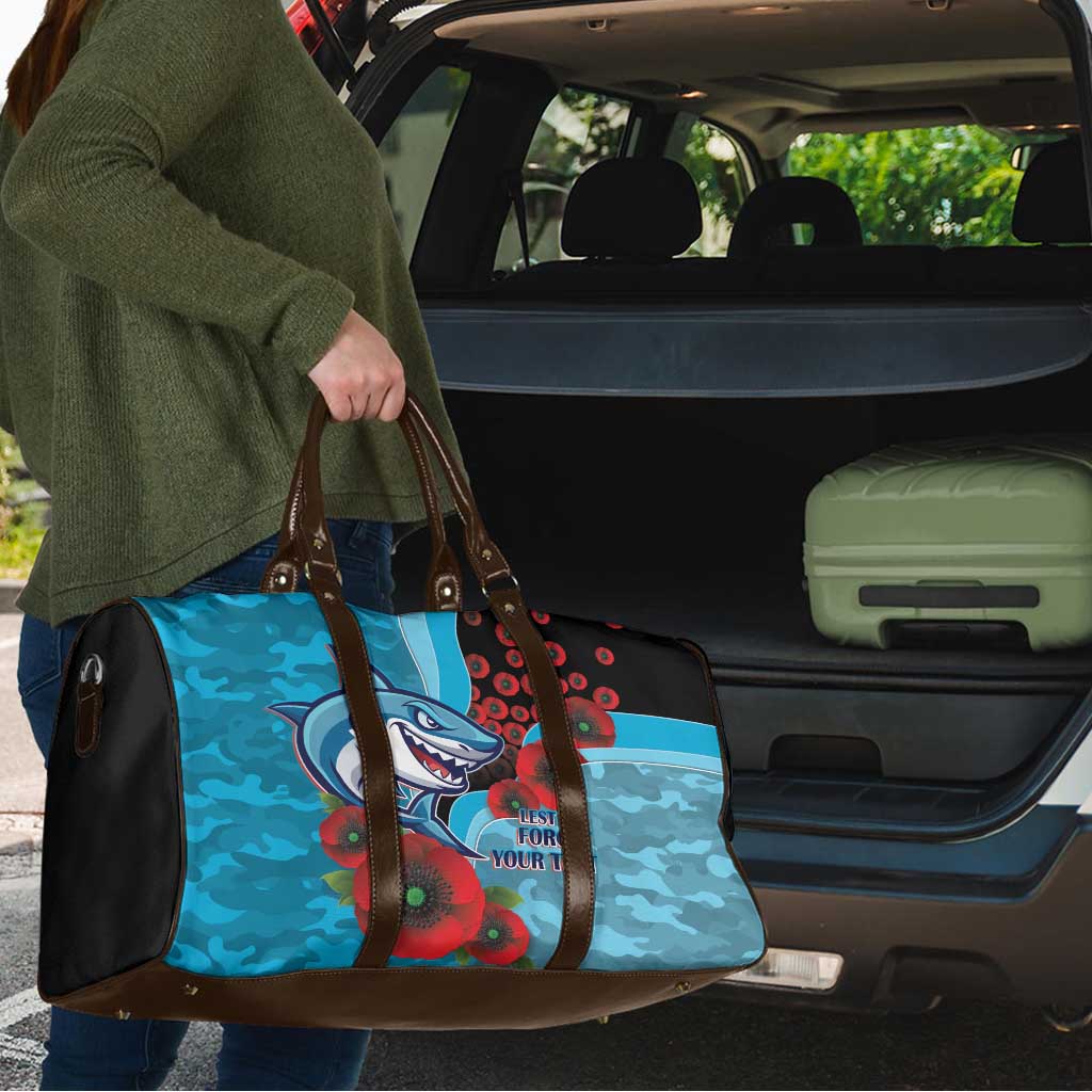 Cronulla-Sutherland Sharks ANZAC Personalised Travel Bag Lest We Forget Poppy Camo