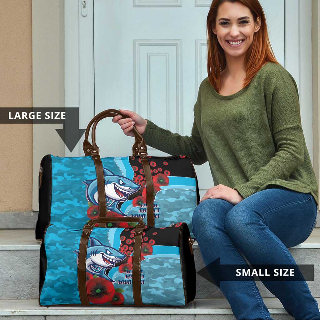 Cronulla-Sutherland Sharks ANZAC Personalised Travel Bag Lest We Forget Poppy Camo