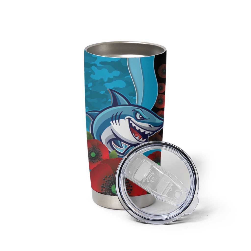 Cronulla-Sutherland Sharks ANZAC Personalised Tumbler Cup Lest We Forget Poppy Camo