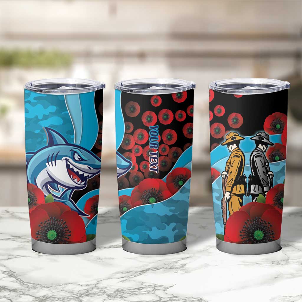 Cronulla-Sutherland Sharks ANZAC Personalised Tumbler Cup Lest We Forget Poppy Camo