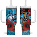 Cronulla-Sutherland Sharks ANZAC Personalised Tumbler With Handle Lest We Forget Poppy Camo