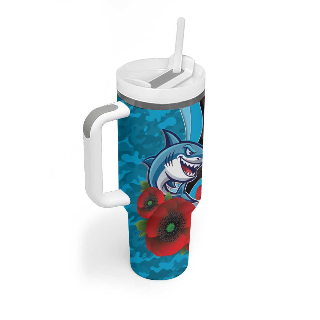 Cronulla-Sutherland Sharks ANZAC Personalised Tumbler With Handle Lest We Forget Poppy Camo