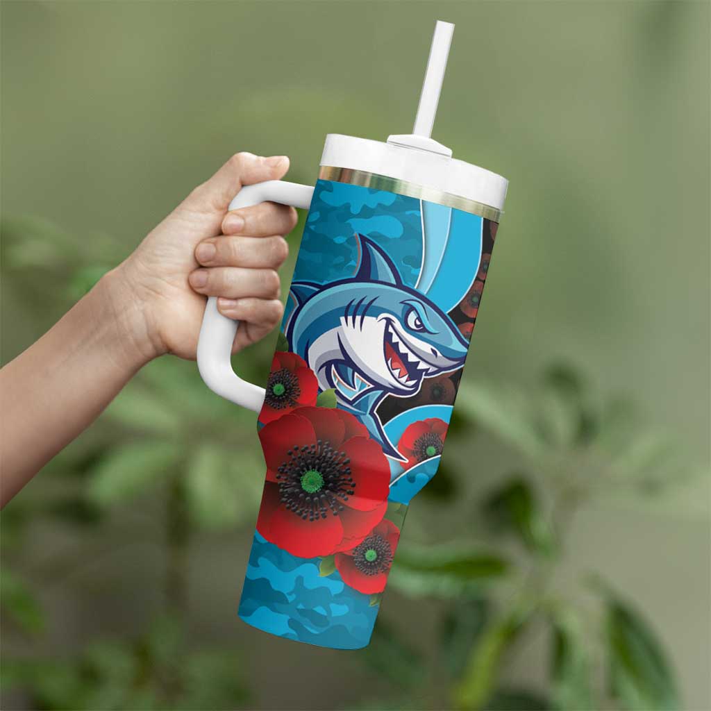 Cronulla-Sutherland Sharks ANZAC Personalised Tumbler With Handle Lest We Forget Poppy Camo