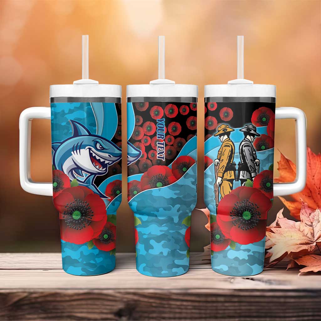 Cronulla-Sutherland Sharks ANZAC Personalised Tumbler With Handle Lest We Forget Poppy Camo