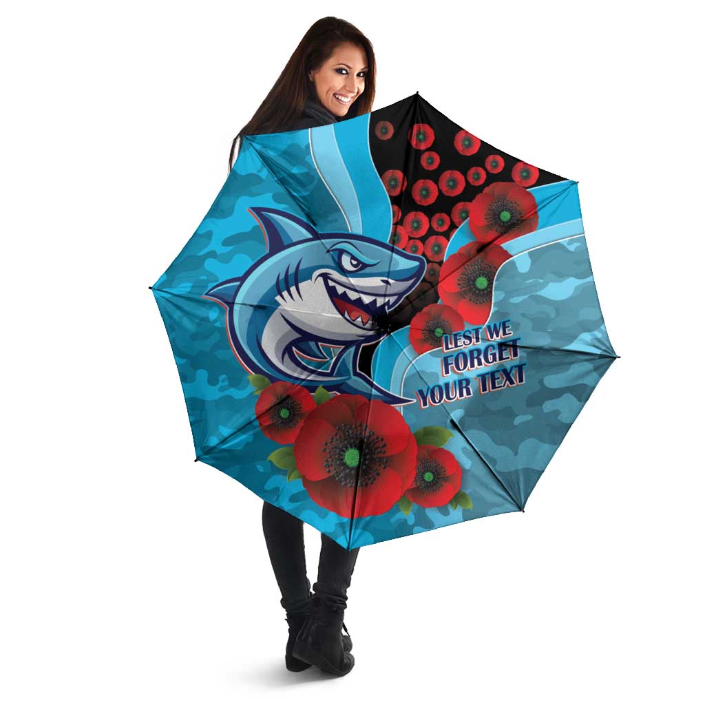 Cronulla-Sutherland Sharks ANZAC Personalised Umbrella Lest We Forget Poppy Camo