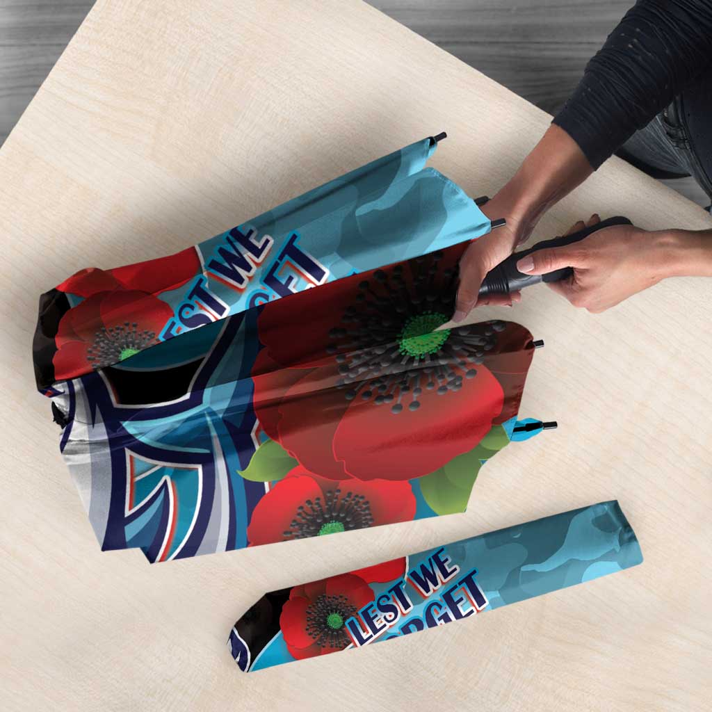 Cronulla-Sutherland Sharks ANZAC Personalised Umbrella Lest We Forget Poppy Camo