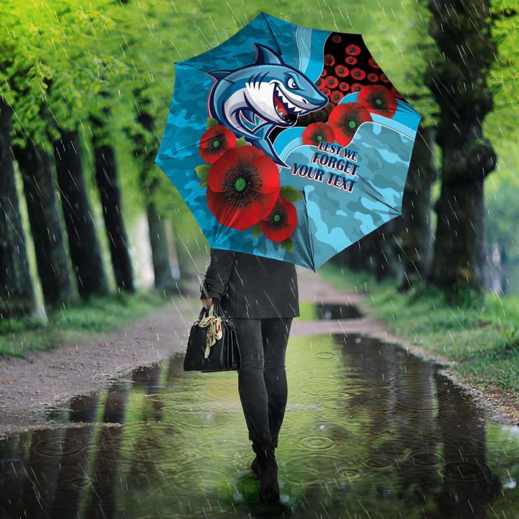 Cronulla-Sutherland Sharks ANZAC Personalised Umbrella Lest We Forget Poppy Camo
