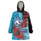 Cronulla-Sutherland Sharks ANZAC Personalised Wearable Blanket Hoodie Lest We Forget Poppy Camo