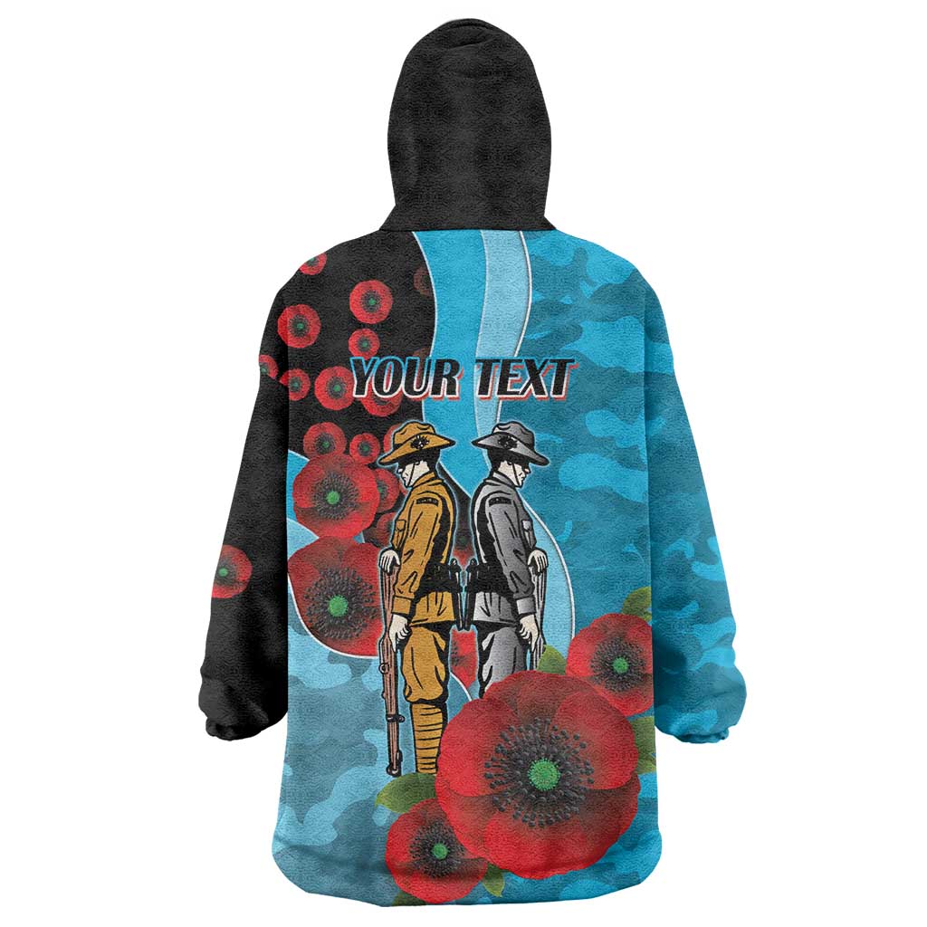 Cronulla-Sutherland Sharks ANZAC Personalised Wearable Blanket Hoodie Lest We Forget Poppy Camo