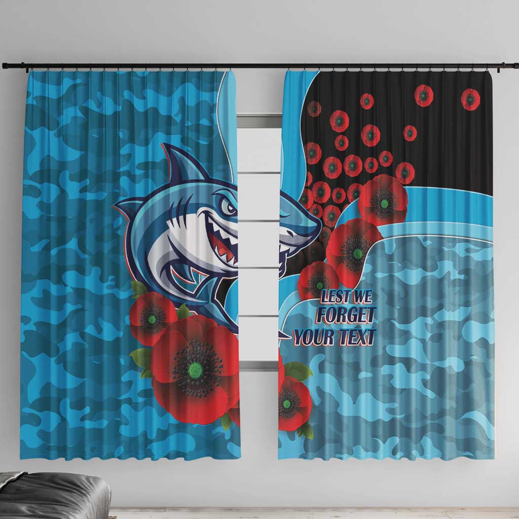 Cronulla-Sutherland Sharks ANZAC Personalised Window Curtain Lest We Forget Poppy Camo