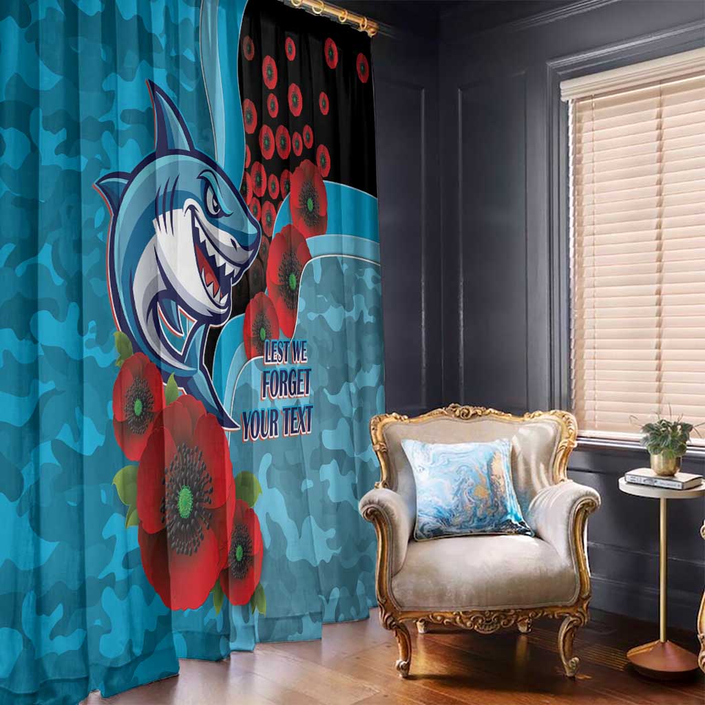 Cronulla-Sutherland Sharks ANZAC Personalised Window Curtain Lest We Forget Poppy Camo
