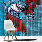 Cronulla-Sutherland Sharks ANZAC Personalised Window Curtain Lest We Forget Poppy Camo