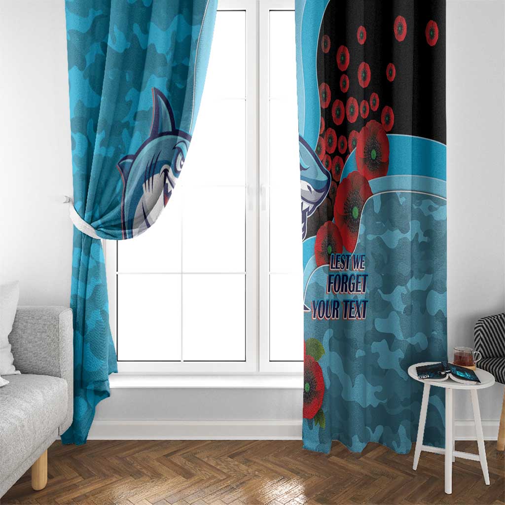 Cronulla-Sutherland Sharks ANZAC Personalised Window Curtain Lest We Forget Poppy Camo