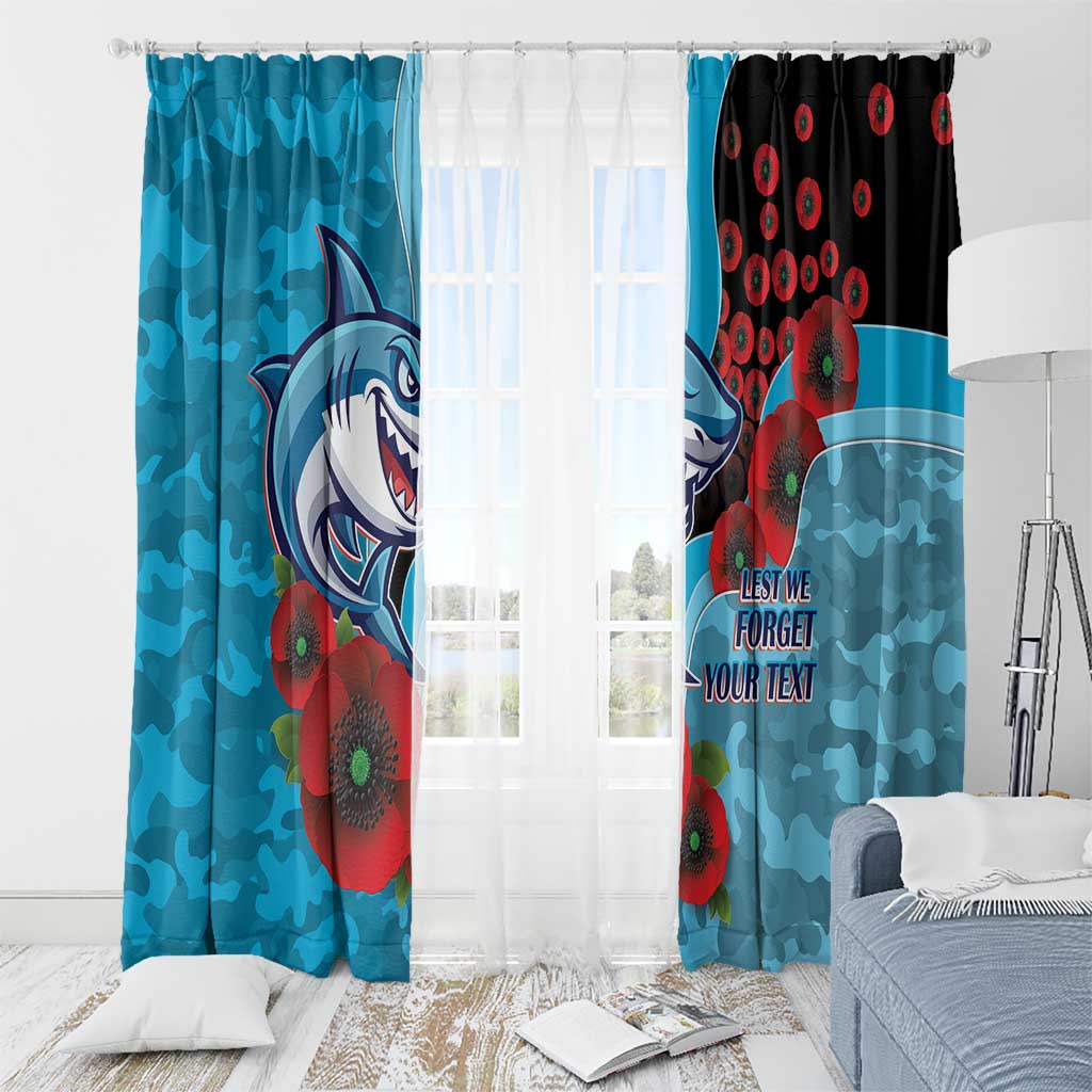 Cronulla-Sutherland Sharks ANZAC Personalised Window Curtain Lest We Forget Poppy Camo