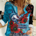 Cronulla-Sutherland Sharks ANZAC Personalised Women Casual Shirt Lest We Forget Poppy Camo