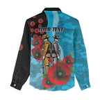 Cronulla-Sutherland Sharks ANZAC Personalised Women Casual Shirt Lest We Forget Poppy Camo