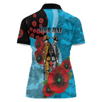 Cronulla-Sutherland Sharks ANZAC Personalised Women Polo Shirt Lest We Forget Poppy Camo