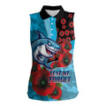 Cronulla-Sutherland Sharks ANZAC Personalised Women Sleeveless Polo Shirt Lest We Forget Poppy Camo