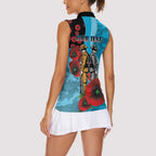 Cronulla-Sutherland Sharks ANZAC Personalised Women Sleeveless Polo Shirt Lest We Forget Poppy Camo