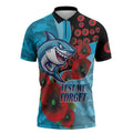 Cronulla-Sutherland Sharks ANZAC Personalised Zipper Polo Shirt Lest We Forget Poppy Camo